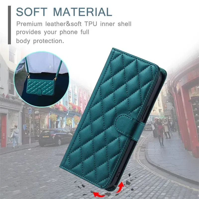 Material: Plastic, Color: black - Long lanyard Flip Leather Case for Samsung Galaxy Note 20 Ultra 10 9 8 Plus A10 A20E A30 A50 A70 A51 A71 A21S Wallet Card Cover