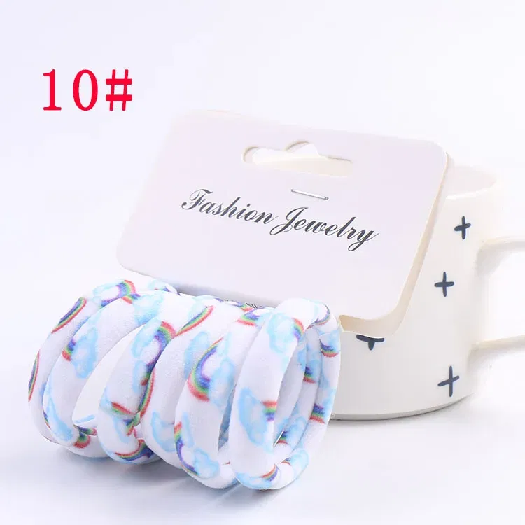 Color: Yellow, Ships From: CHINA - 6PCS/Sett Cute Girls Elastic Hair Bands Scrunchies Ponytail Holder Rubber Bands Hair Ties Sweet Kids Hair Rope Hair Accessories