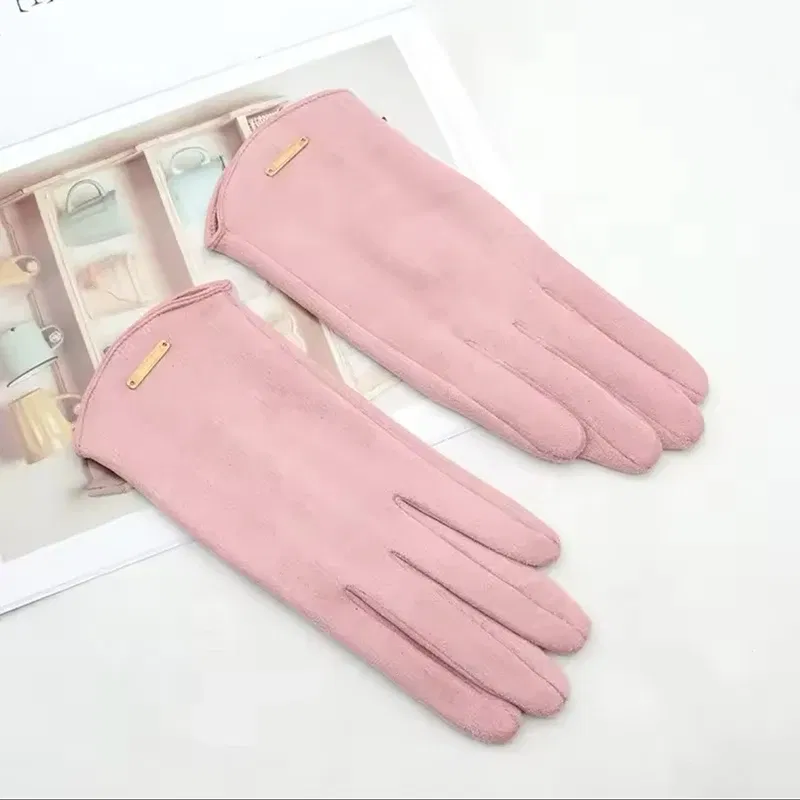 Color: army green, Gloves Size: One Size - Women Autumn Winter Keep Warm Touch Screen Thin Solid Simple Gloves Cycling Drive Suede Fabric Elegant Windproof