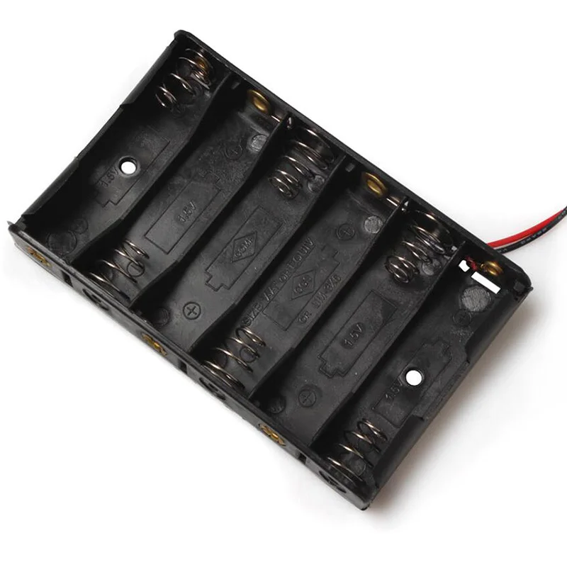 Color: Yellow - DIY New 1 2 3 4 6 8 Slots AA Battery Case Box AA LR6 HR6 Battery Holder Storage Case With Lead Wire Bateria Protection Container