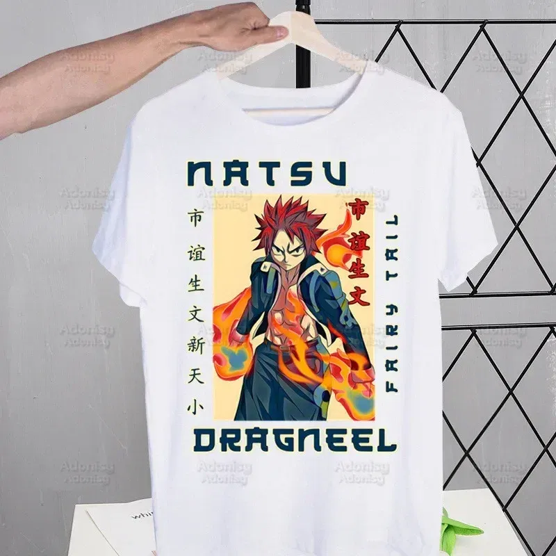 Color: GRAY, Size: L - Anime Fairy Tail Cartoon Natsu Erza Gray Lucy T-shirts Summer Men/Women Hip Hop Tshirt Streetwear t shirts Short Sleeve Tops