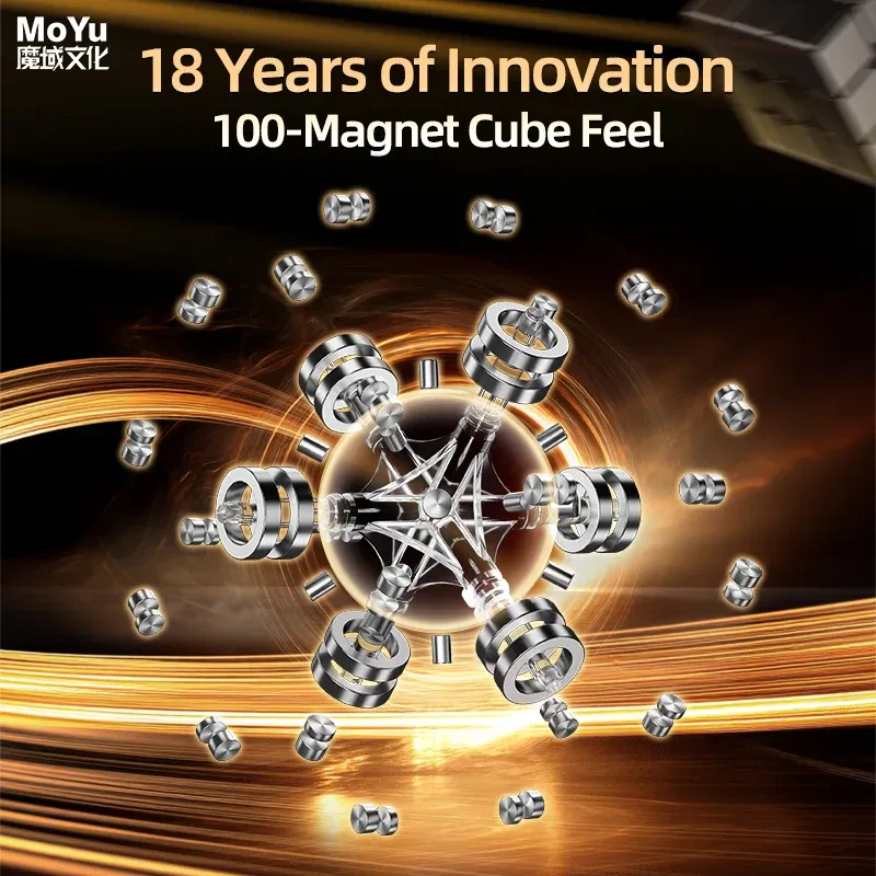 Color: Yellow - [JudyCube] MOYU Super Weilong V2 18th Anniversary Edition AI 3x3 Maglev  Magic Speed Cube Stickerless Fidget Toys Cubo Magico