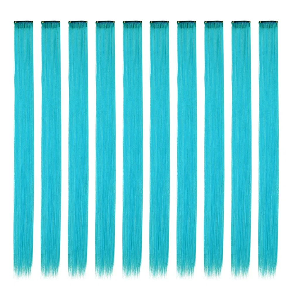 Color: T1B/350, Stretched Length: 22INCHES, Ships From: CHINA - Synthetic 10 Pcs Straight Hair Extensions Clip in Hairpieces 22 Inch Hightlight Colorful Hair for Women Party Cosplay Gifts