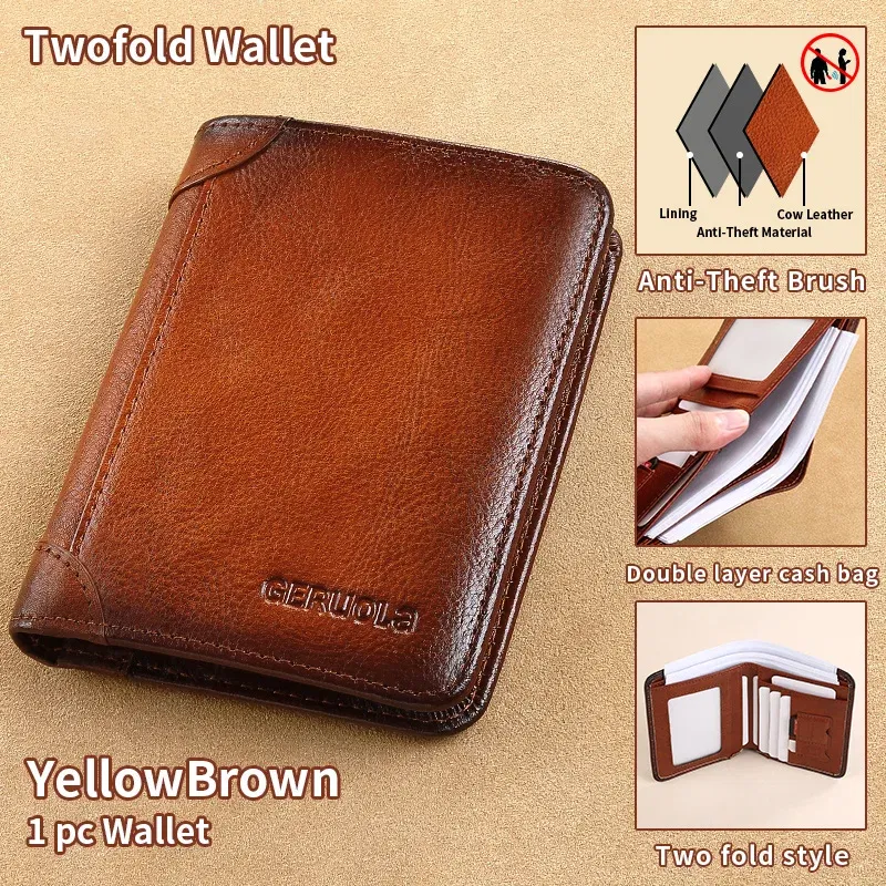 Color: Beige - GERUOLA Slim RFID Shielded Genuine Leather Wallet for Men-Multifunctional ID & Credit Card Holder Dark Brown with Embellishments