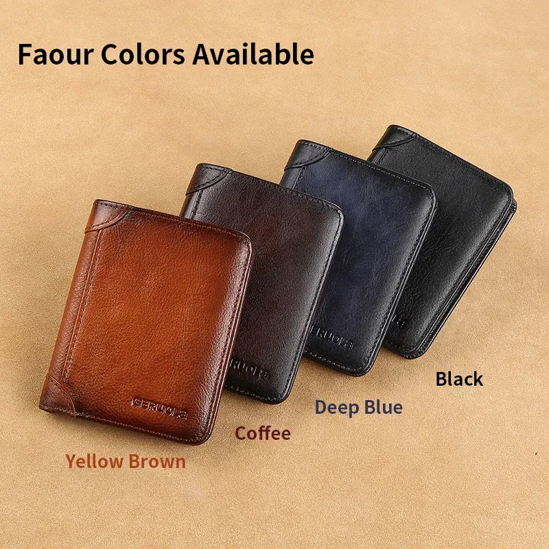 Color: Beige - GERUOLA Slim RFID Shielded Genuine Leather Wallet for Men-Multifunctional ID & Credit Card Holder Dark Brown with Embellishments
