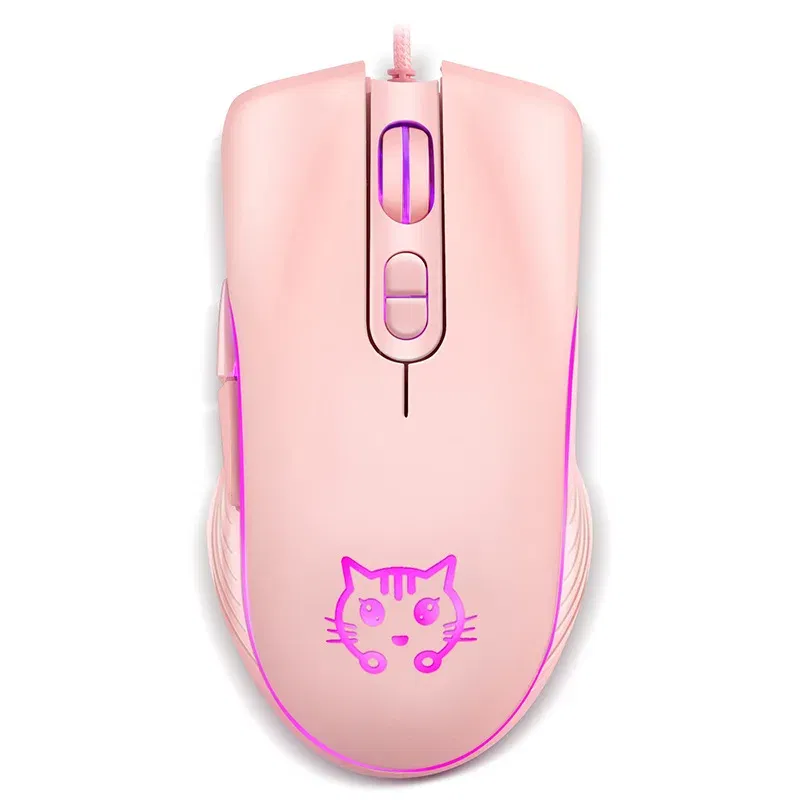 Color: PURPLE - USB Wired Gaming Mouse Pink Computer Professional E-sports Mause 2400 DPI Colorful Backlit Silent Mice for Lol Data Laptop Pc
