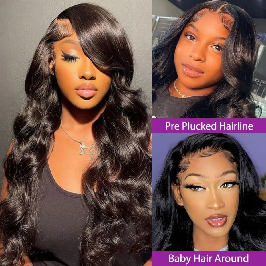 Color: Natural Color, Ships From: CHINA, Stretched Length: 30Inches, Density: 150% - 13x4 13x6 Transparent Body Wave Wig Pre Plucked Glueless 4x4 HD Lace Closure Wigs For Women Brazilian Lace Front Human Hair Wig