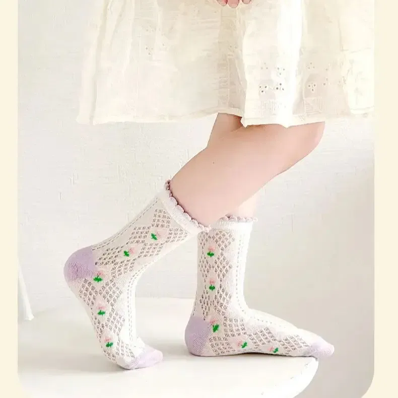 Color: Blue, Size: 4-6T - 5 Pairs/bag Summer Socks Girls Mesh Socks Baby Socks Summer Cotton Socks Thin Mesh Sock 1-12T Children's Crew Socks Solid Color
