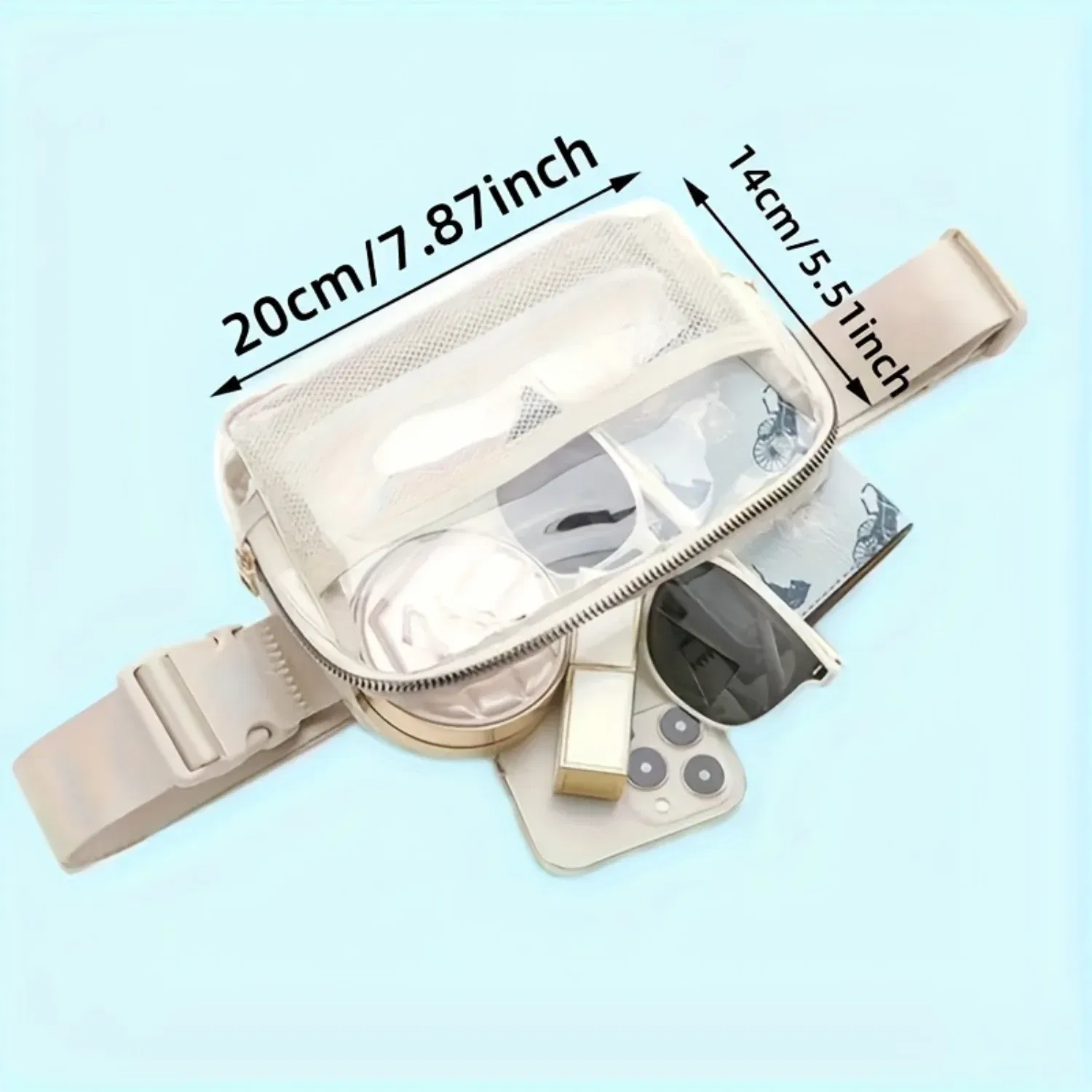 Color: Pink, Ships From: CHINA - Transparent PVC Waist Pack - Fashion Zipper Fanny Pack for Sports Events, Concerts, Travel & Beach - Universal Fit, Solid Color,