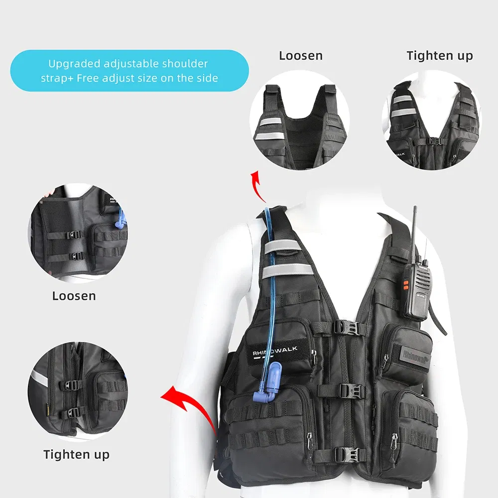 Color: Beige, Ships From: CHINA - Rhinowalk Bike Vest Cycling Motor Vest Adjustable Size Breathable Men Jacket Hiking Fishing Bag Can Add Helmet Back Hydration