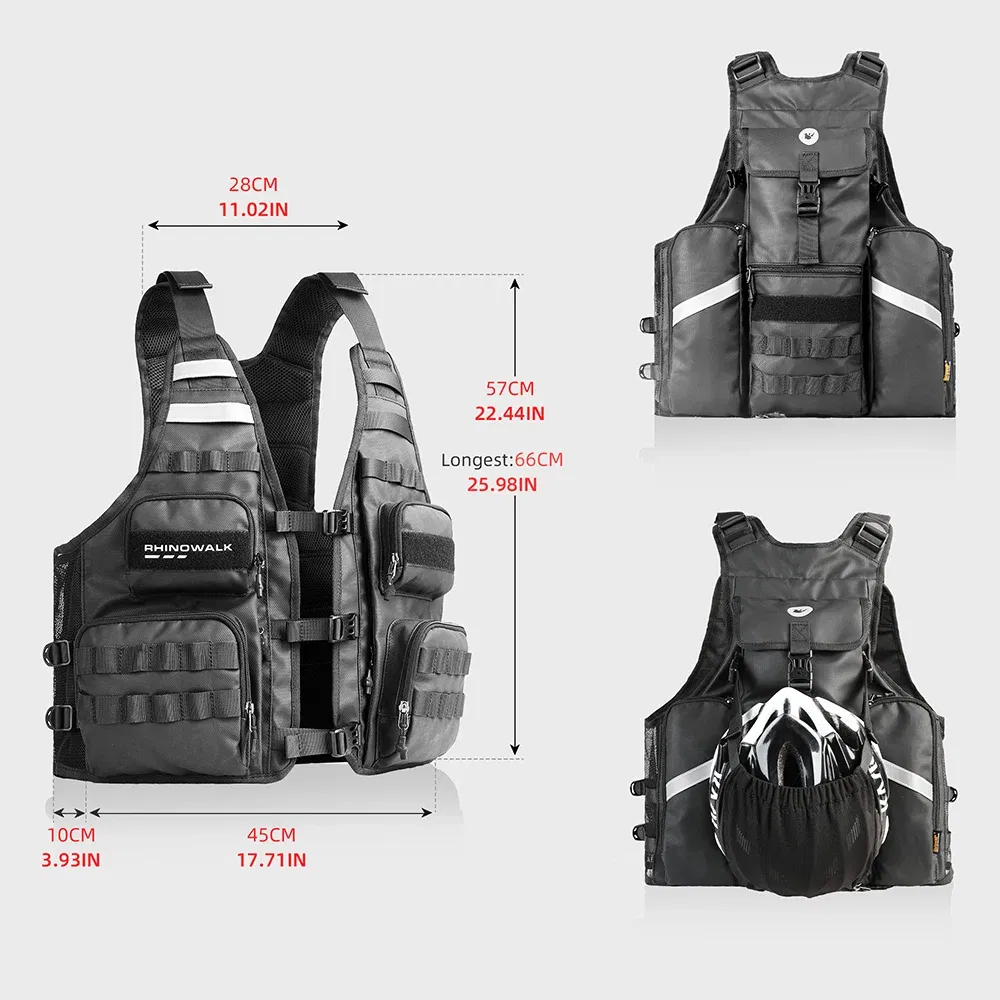 Color: Beige, Ships From: CHINA - Rhinowalk Bike Vest Cycling Motor Vest Adjustable Size Breathable Men Jacket Hiking Fishing Bag Can Add Helmet Back Hydration