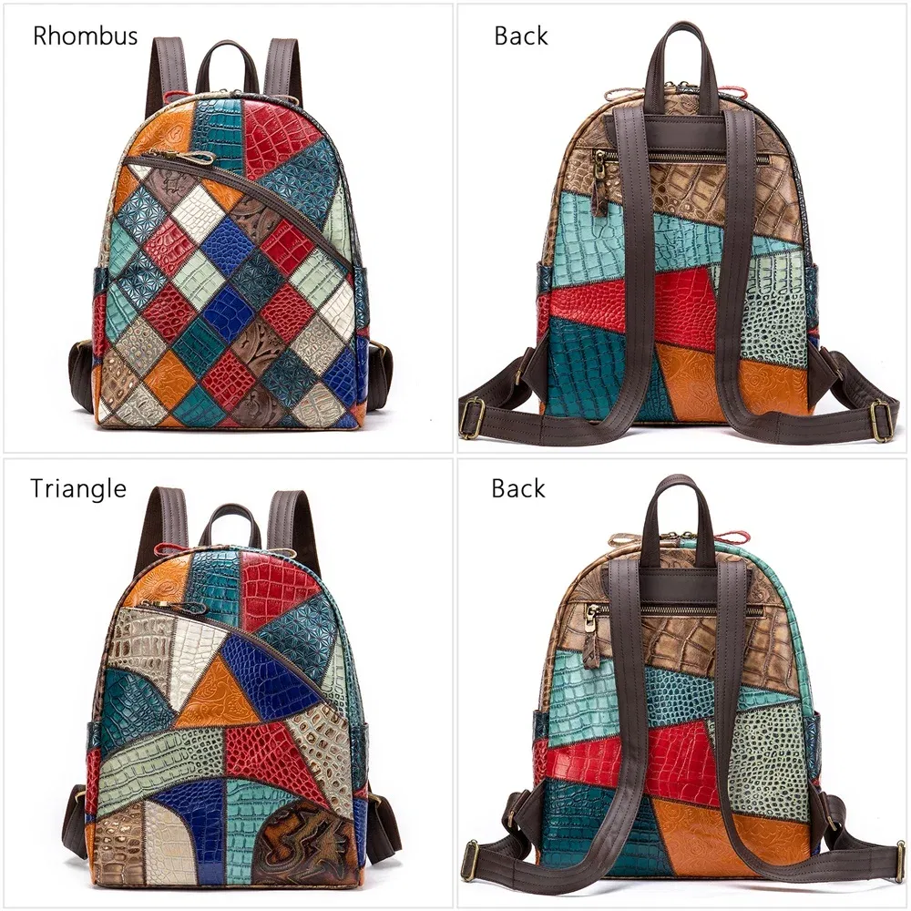 WETSAL 2023 Backpack Female Leather Back packs Bag for Women‘s Leather Backpacks Women Luxury Colorful School Bags for Teenager