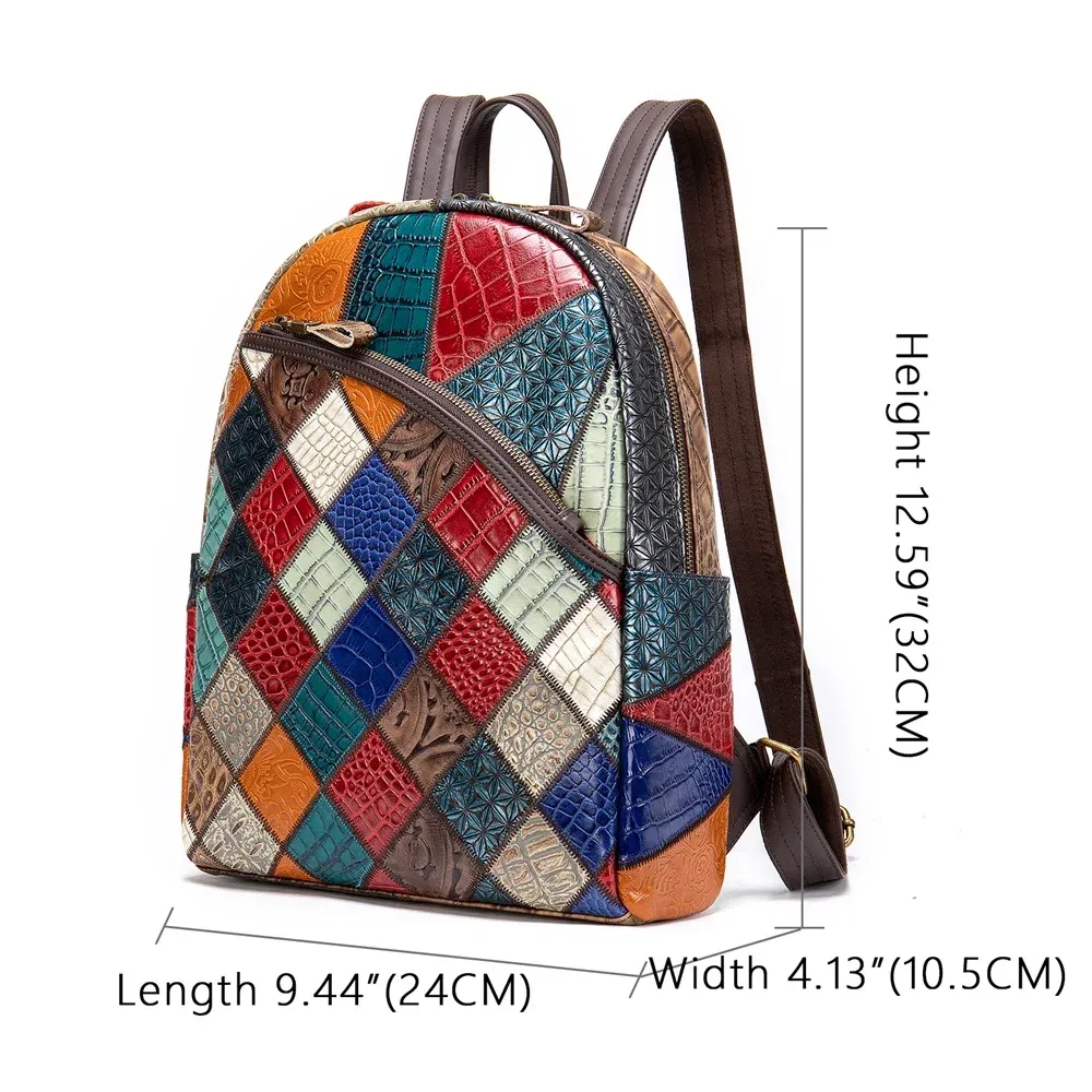 WETSAL 2023 Backpack Female Leather Back packs Bag for Women‘s Leather Backpacks Women Luxury Colorful School Bags for Teenager
