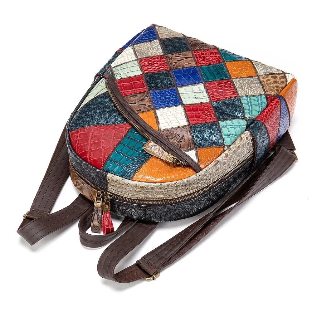 WETSAL 2023 Backpack Female Leather Back packs Bag for Women‘s Leather Backpacks Women Luxury Colorful School Bags for Teenager