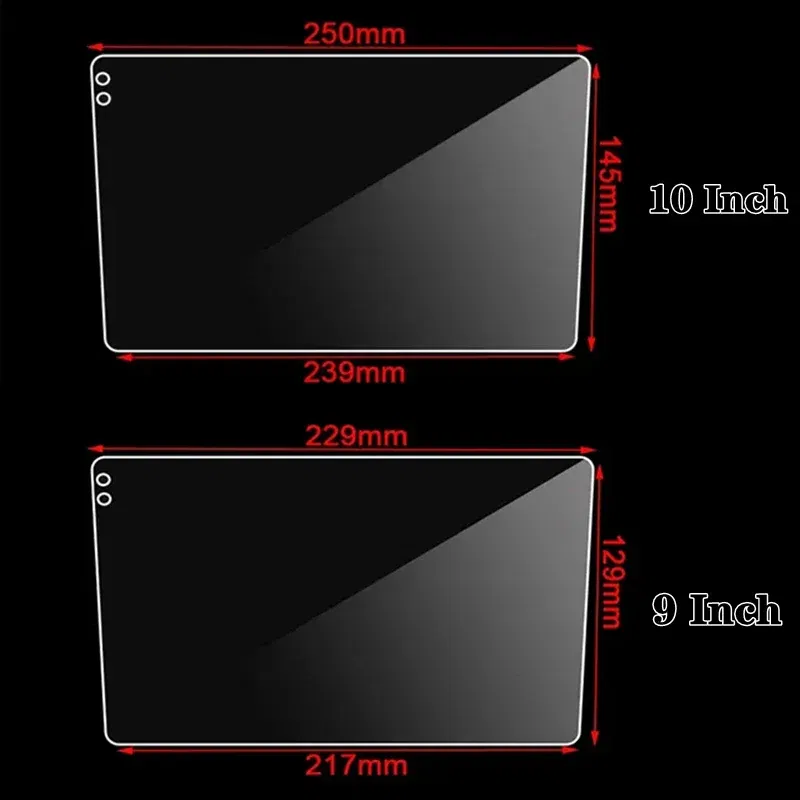 Color Name: Black - Car Tempered Glass For 9 10.1 Inch Protective Film Fit Car Radio Stereo DVD GPS Touch Full LCD Screen Auto Interior Accessories