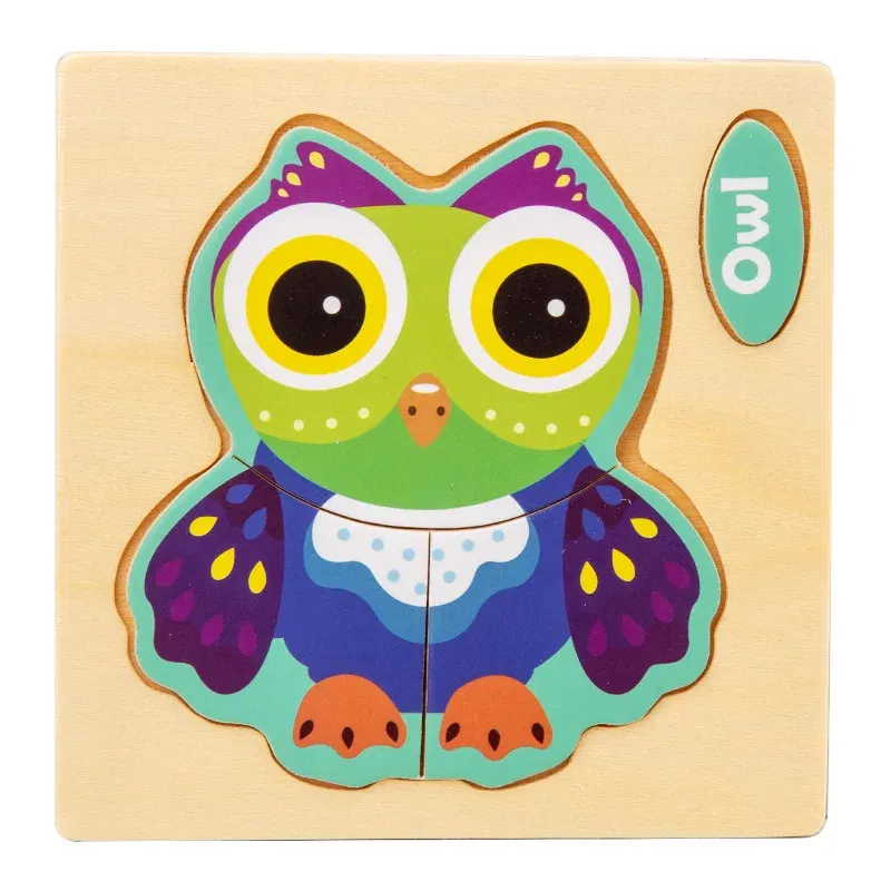 Color: Pink, Ships From: CHINA - Wooden Puzzle Jigsaw Toys For Children Wood 3d Cartoon Animal Puzzles Intelligence Kids Early Educational Toys for Children