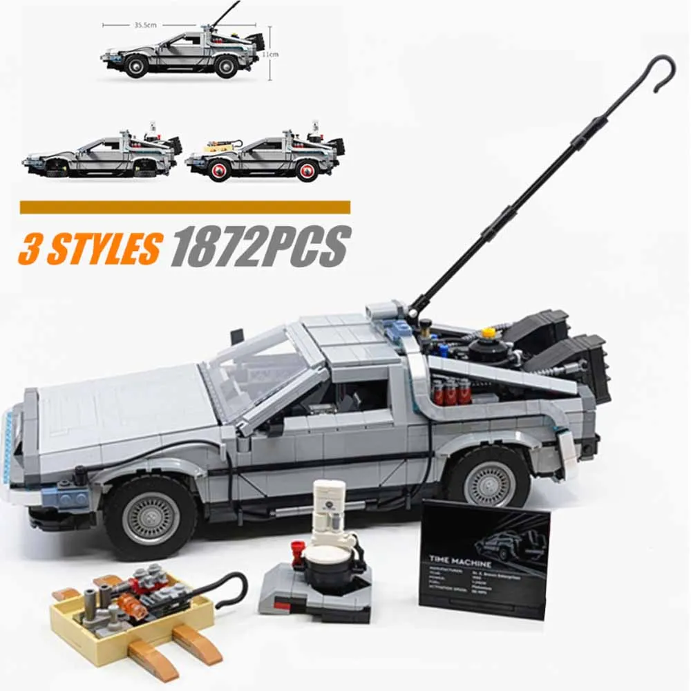 Color: WHITE - Compatible 10300 Back to the Future Time Machine DeLorean DMC-12 Building Blocks Construction Car Bricks Toys For Children Gifts