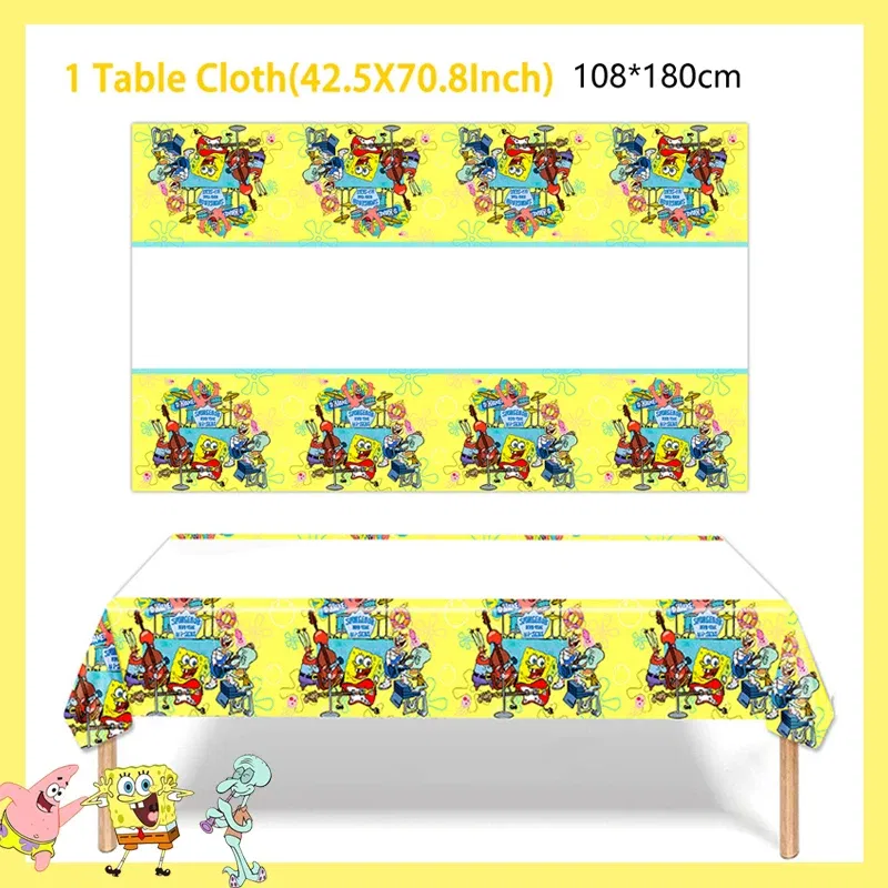 Color: Chocolate - SpongeBob Party Decorations Disposable Tableware Cup Baby Shower Birthday Theme Plate Tablecloth Kids Birthday Party