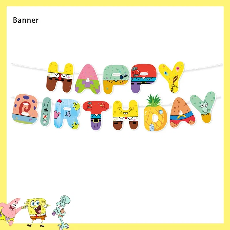 Color: Chocolate - SpongeBob Party Decorations Disposable Tableware Cup Baby Shower Birthday Theme Plate Tablecloth Kids Birthday Party