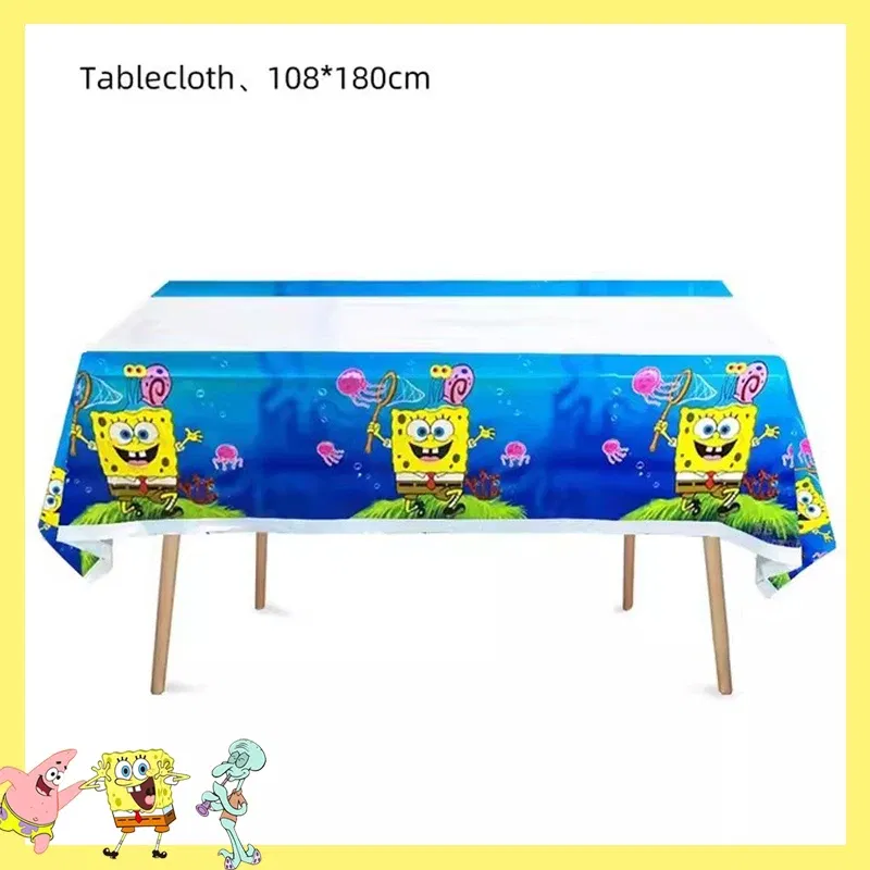 Color: Chocolate - SpongeBob Party Decorations Disposable Tableware Cup Baby Shower Birthday Theme Plate Tablecloth Kids Birthday Party