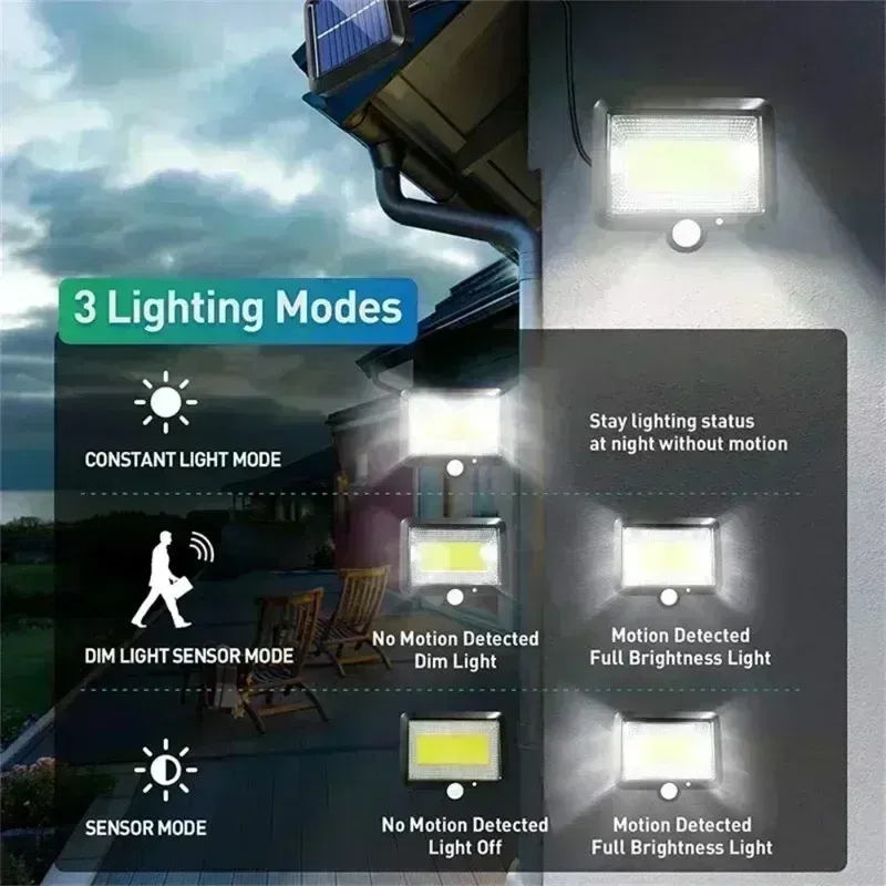 Emitting Color: sunny yellow - COB LED Solar Light Outdoor PIR Motion Sensor Solar Waterproof Wall Emergency Street Light Garage Lighting Patio Security Lights