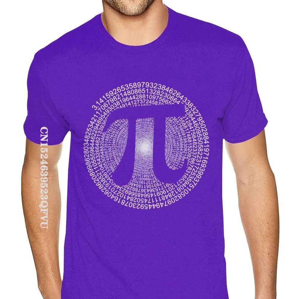 Color: PURPLE, Size: XXL - Classic Pi T Shirt 3,14 Pi Number Symbol Math Science Gift Tee Shirts For Men Make Your Own Soft Cotton HipHop Print Tee