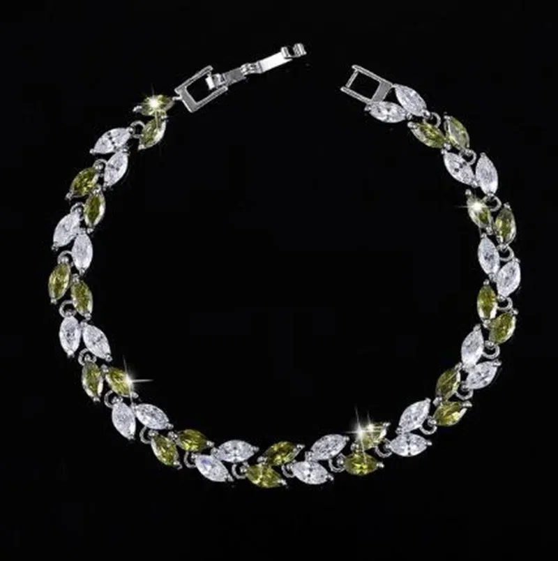 Metal Color: Antique Bronze Plated - Fashion Exquisite Color Crystal Inlaid Ladies Charm Bracelet Engagement Wedding Jewelry