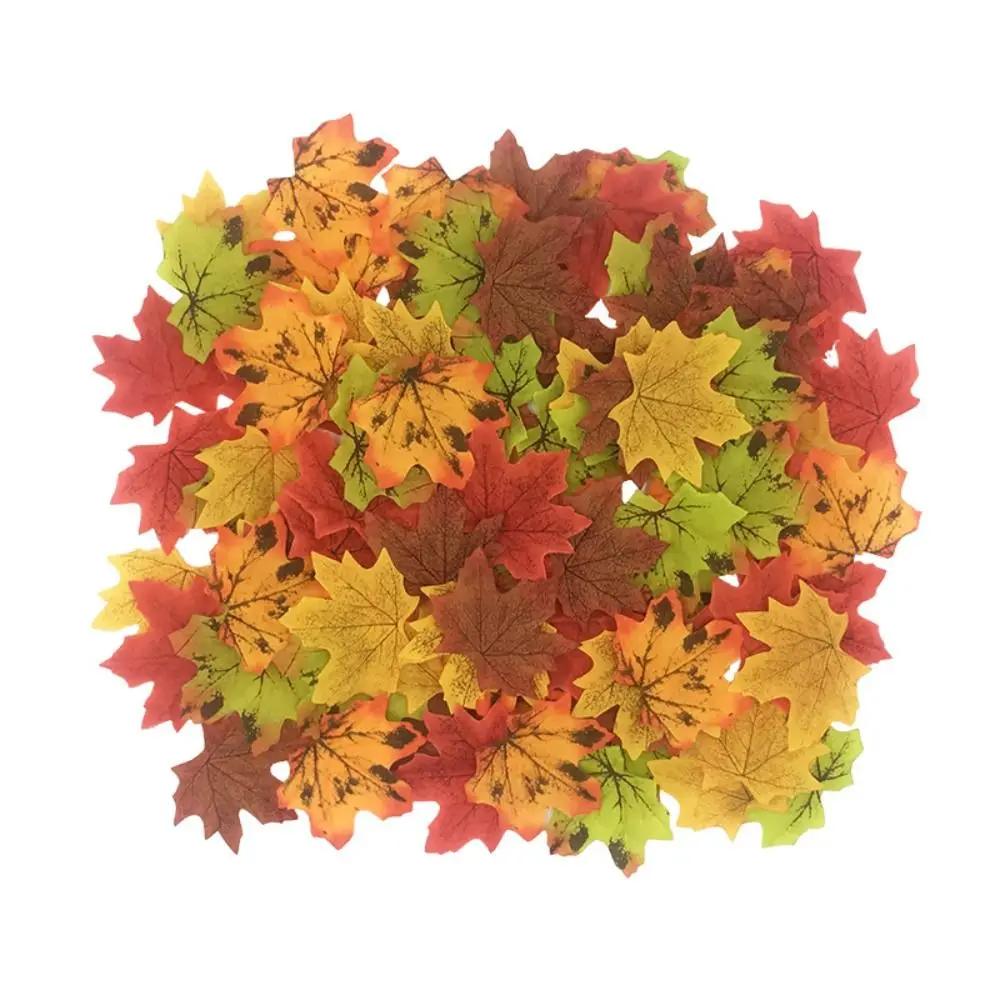 Color: Light Blue - Artificial Maple Leaves Silk Fake Autumn Leaves Diy Handmade Leaf Fall Wedding Decoration Thanksgiving Christmas