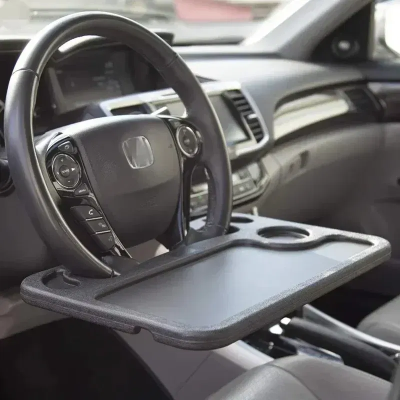 Color Name: GRAY - Steering Wheel Tray, Car Table Tray, Steering Wheel Desk for Laptop and Vehicle Seat Mount Notebook Laptop Eating Desk