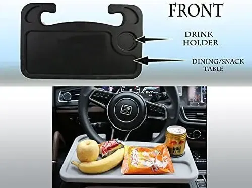 Color Name: GRAY - Steering Wheel Tray, Car Table Tray, Steering Wheel Desk for Laptop and Vehicle Seat Mount Notebook Laptop Eating Desk