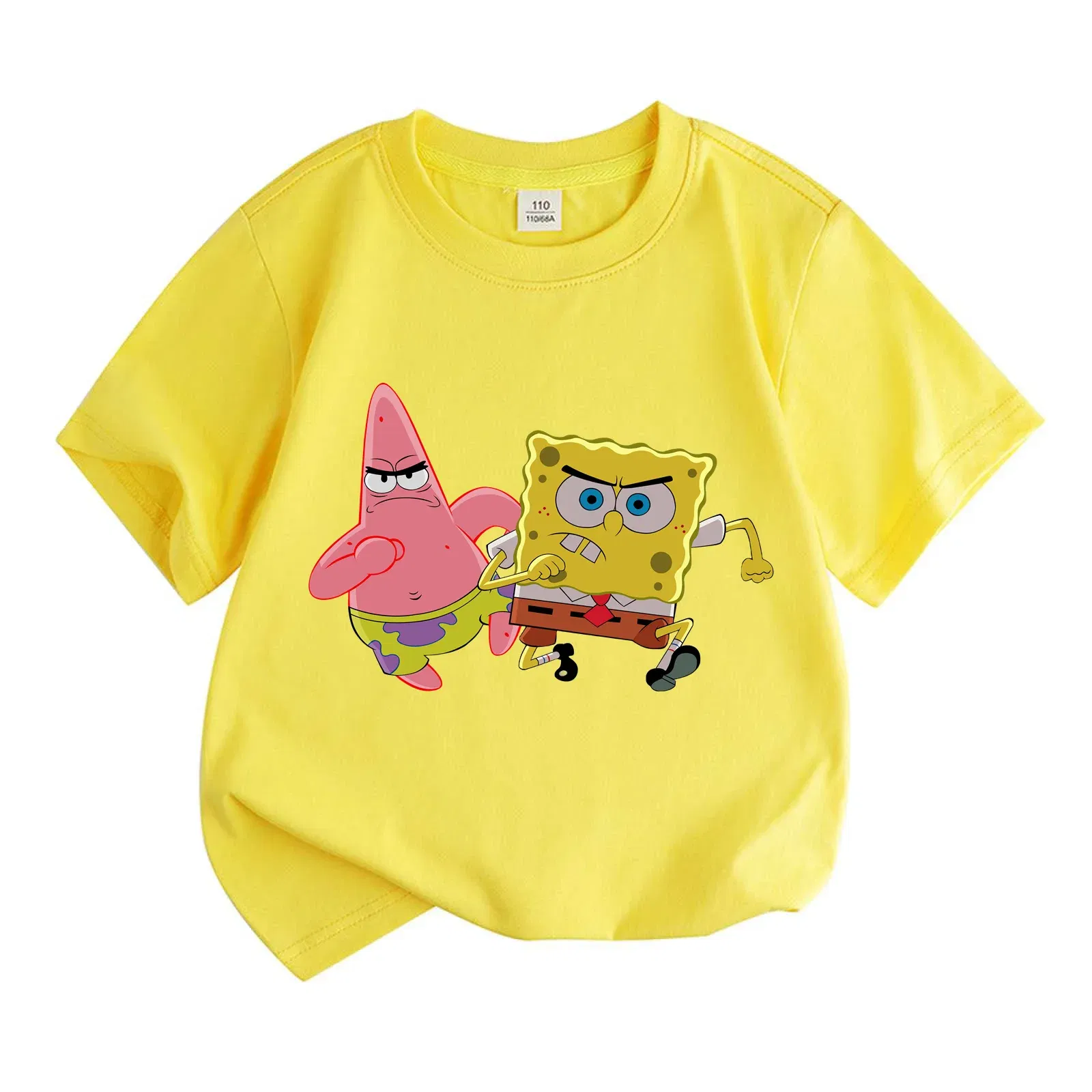 Color: Dark Grey, Kid Size: 5T - Mr. Krabs Squidward Sandy Spongebob T-shirt 100%Cotton Children Round Neck Short-sleeved Boys Girls Fashion Kids Clothes