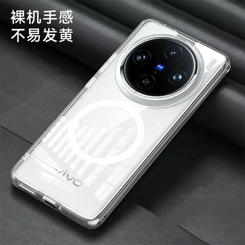 Color: Clear, Material: CANVAS - Magnetic Case For Vivo X200 Pro Case MagSafe Transparent Phone Cover For Vivo X200Pro Mini 5G Protect Shell Shockproof Bumper