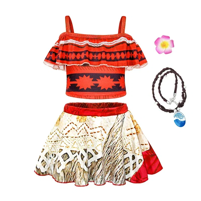 Color: black, Kid Size: 6M - Moana 2 Swimsuit Summer Holiday Beach Girls Two-piece Bikini Toddler Adventure Outfit Pool Party Vaiana Fancy Dress Up