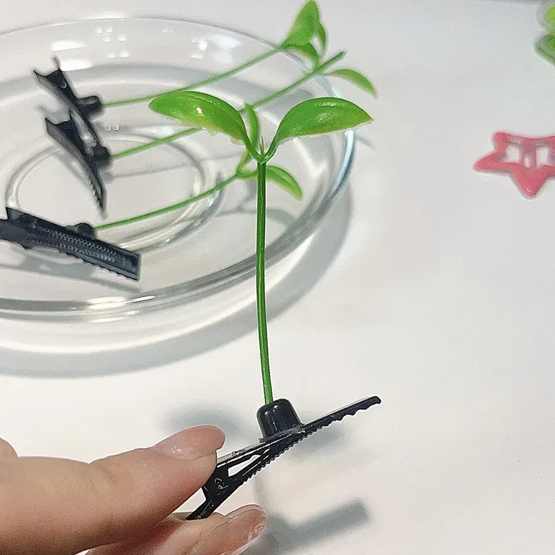 Color: GRAY, Size: M - Cute Artifacts Funny Little Bean Sprouts with Grass Growing on Their Heads Sprouting Grass Hair Clips Cute Bean Sprout Clips