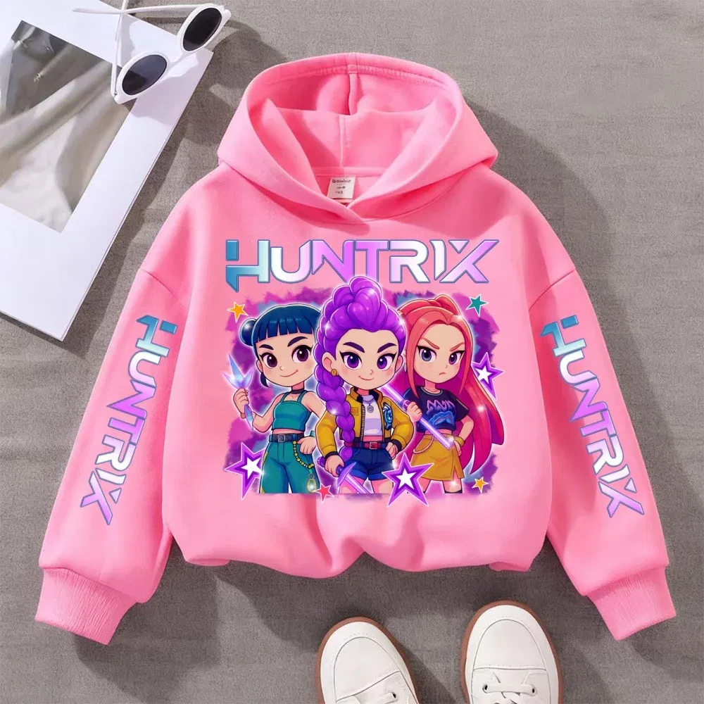 Color: Dark Grey, Kid Size: 4 - Witch Hunter Group Zoey Cosplay Costume Girls Womens Halloween Party Costumes Demon Hunter Idol Girl Group Colours Casual Hoodie