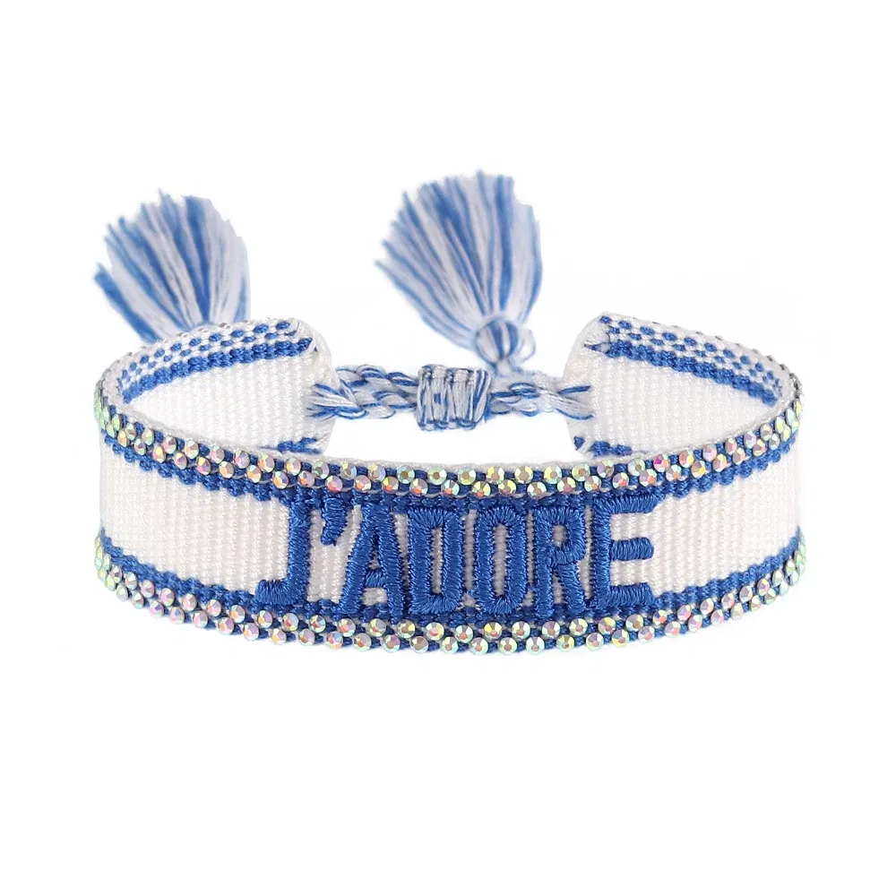 Metal Color: SILVER PLATED - Bling Crystal Woven Friendship Bracelets Adjustable Rope Stackable Bangle For Women
