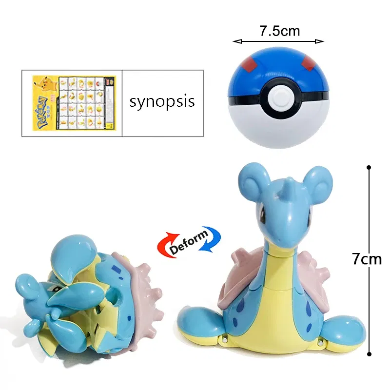 Color: Orange - High Quality Pokemon Ball Deformation Toy Pikachu Mewtwo Gyarados Pocket Monster Pokeball Pokemon Action Figure Children Toy Gif