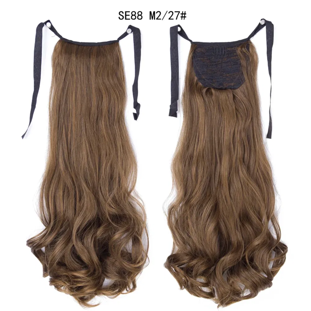 Color: #16 - LINWAN Synthetic Long Straight Wrap Around Clip In Ponytail Hair Extension Heat Reistan Pony Tail Fake Hair