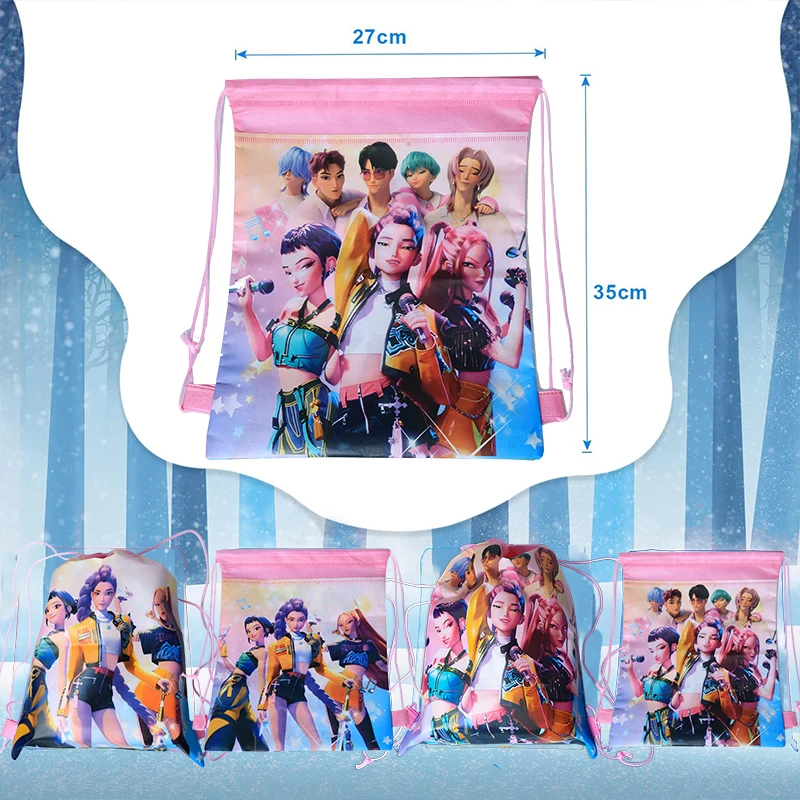 Color: WHITE, Size: 40cm, Ships From: CHINA - Kpop Demon Hunters Backpack 34*27cm Singer Bags Children's Toy Drawstring Bag Party Favors Kid Birthday Party Supplies Gifts Toy