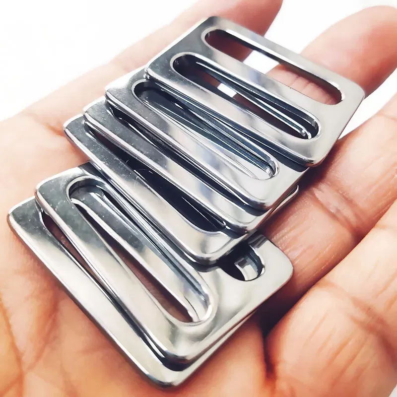 Size: 4# - Stainless Steel Tri-Glide Strap Adjuster Full Slider Square Buclke for Leather Craft Bag Shoulder Strap Belt Webbing