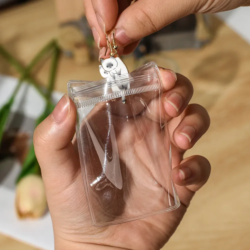 Size: M, Color: Blue - 100/10Pcs PVC Jewelry Package Bags Thicken Self Sealing Pouches Anti-Oxidation Earring Necklace Clear Organizer Bag Reusable