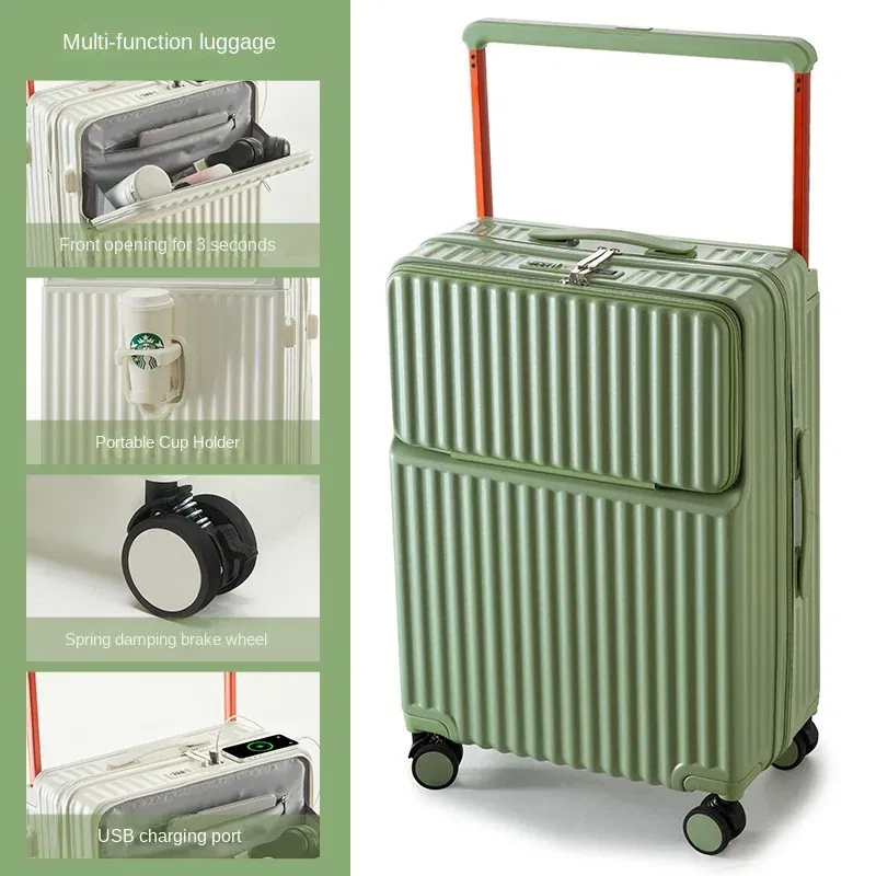 Color: Blue, Luggage Size: 24Inches 600mm - Wide Pull Rod Suitcase 2024 New Universal Wheel Small Lightweight Boarding Luggage 20 inch Password Lock Travel Case