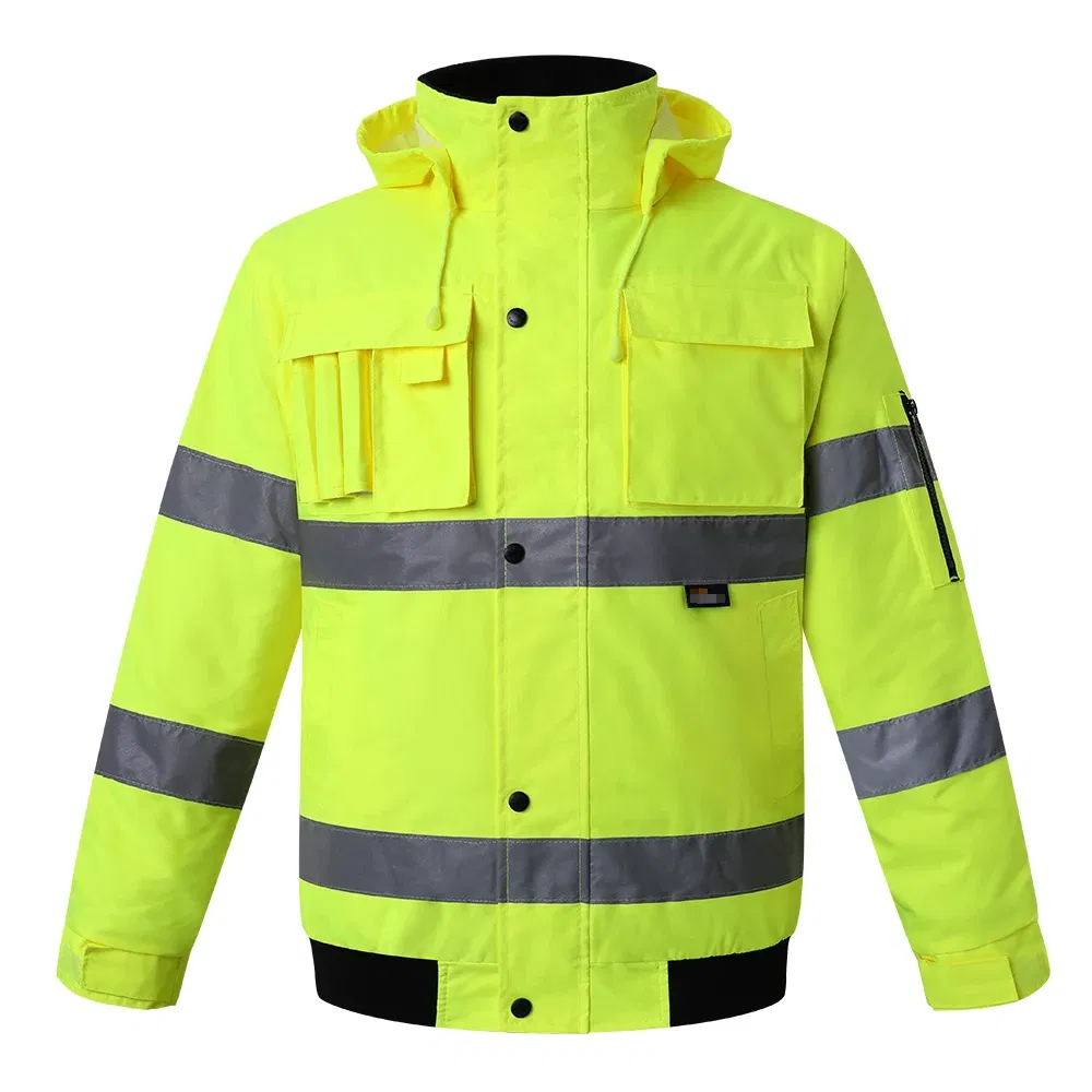 Color: Yellow, Size: S - High Visibility Parka Windproof Jacket Waterproof Parka Men's Work Reflective Parka