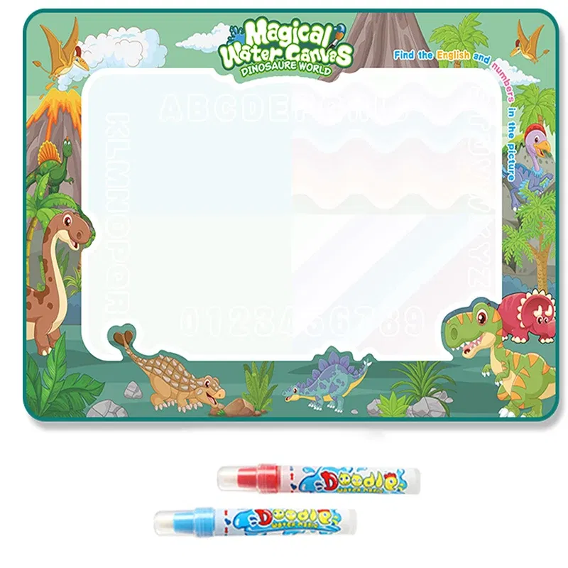 Color: PURPLE - Magic Water Drawing Mat Coloring Doodle Mat with Reusable Magic Pens Montessori Toys Painting Board Educational Toys for Kids