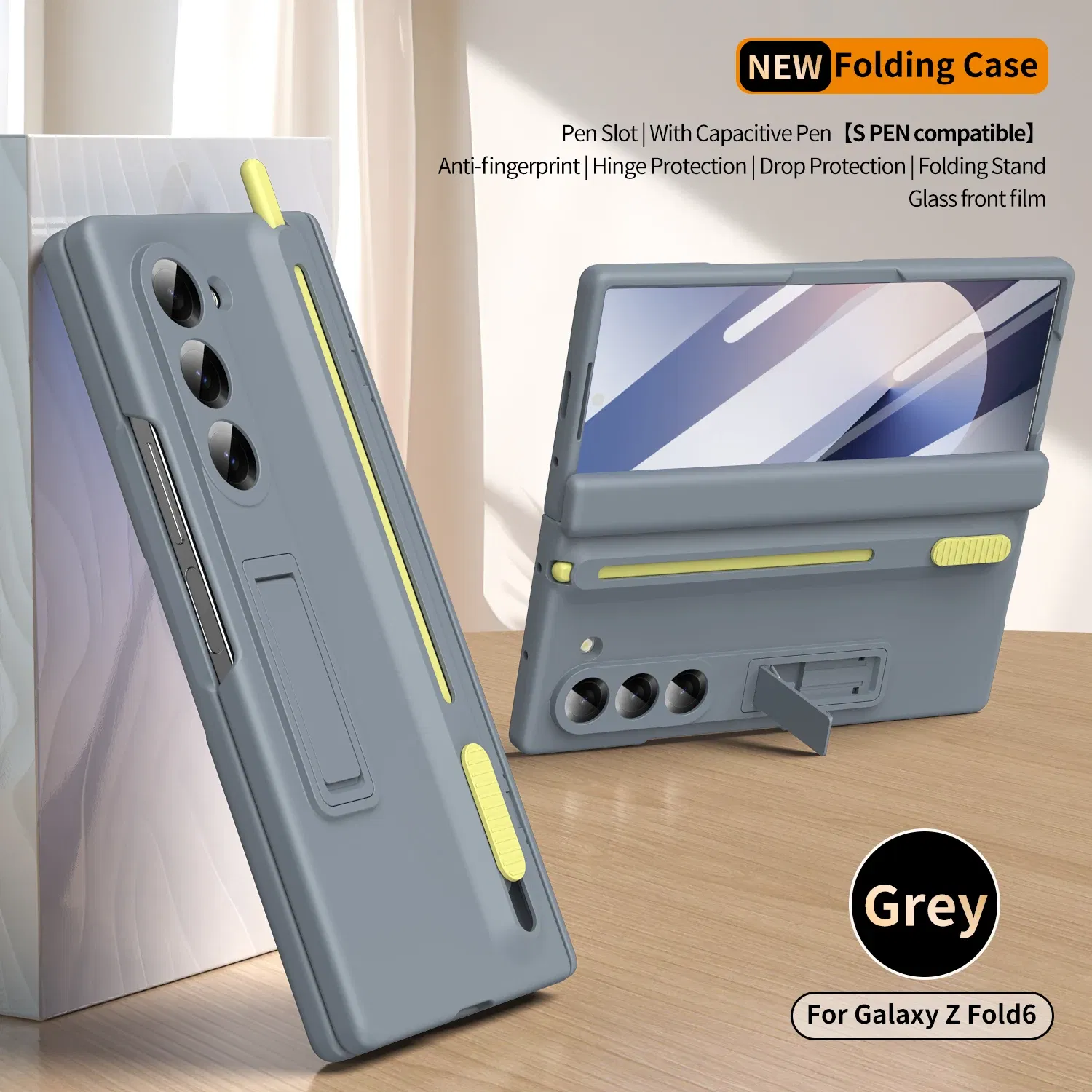 Color: Maroon, Material: ABS - Touch Pen Case For Samsung Galaxy Z Fold 6 5 4 3 Skin Friendly Folding Hinge with Elastic Wrist Band Screen Tempered Film Cover