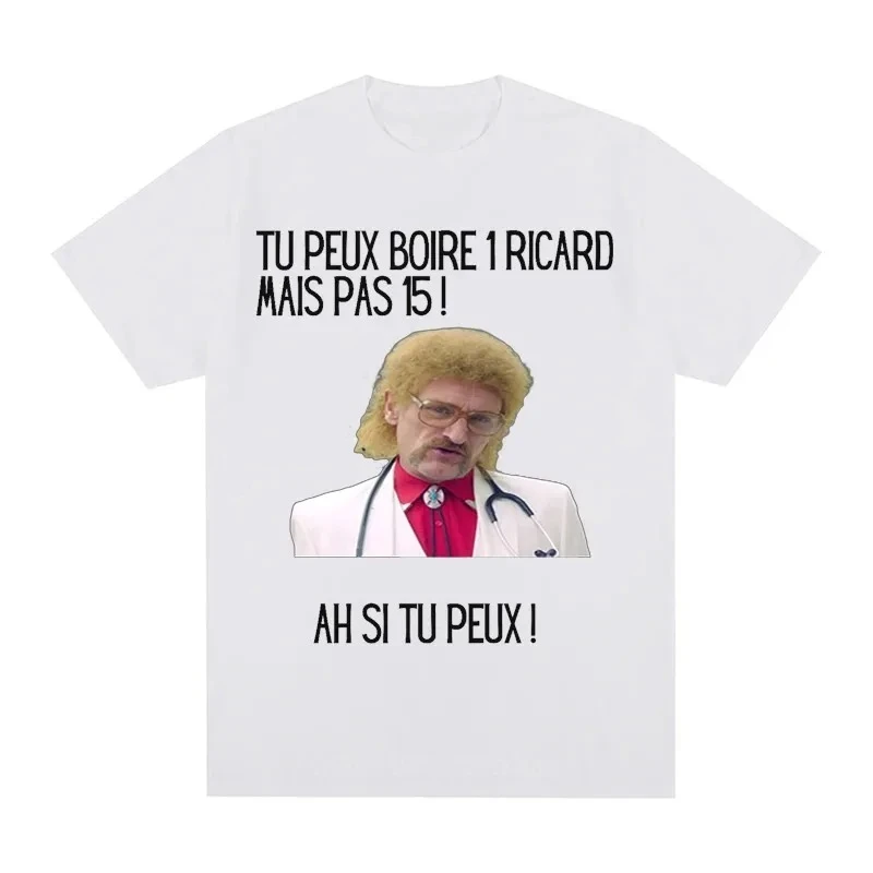 Color: black, Size: XXL - Funny Cotton T-shirt Print You Can Drink A Ricard But Not 15 Graphic Black Classic Tops Summer Short Sleeve Premium Tees 01336