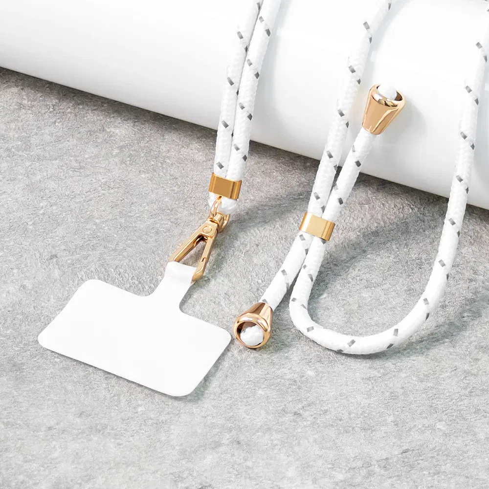 Color: Silver / Gray - phone suspension rope anti loss rope adjustable and extendable nylon cloth detachable suspension rope Mobile phone lanyard
