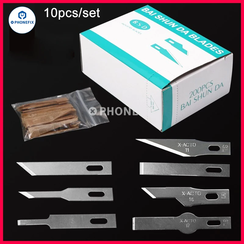 Color: Brown - 10pcs #4A #11 #18 Scalpel Knife Blades Engraving Non-Slip Metal Scalpel Knife Replacement Craft Blades PCB Repair Hand Tools