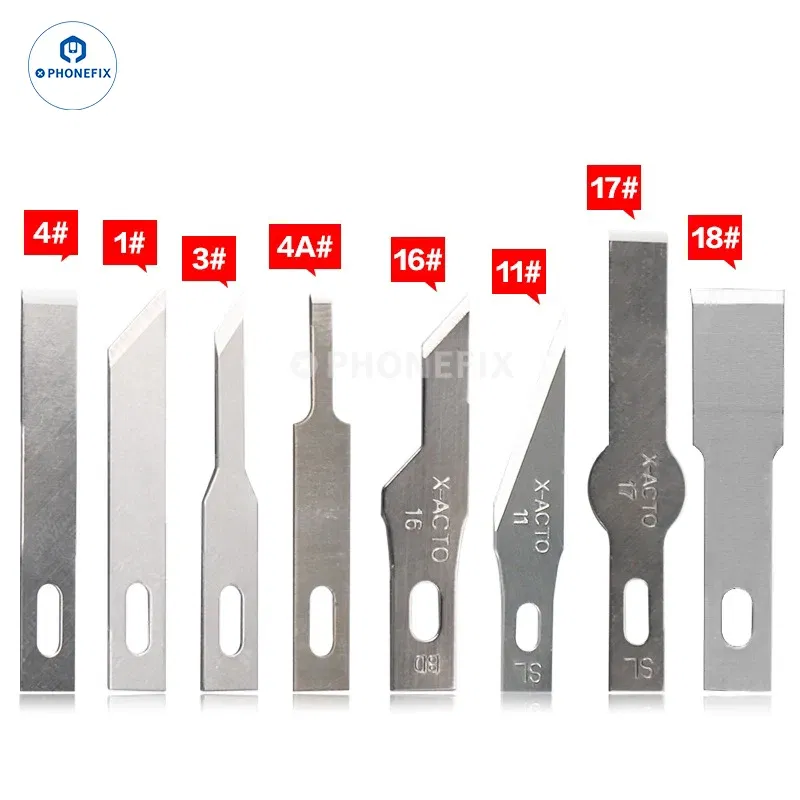 Color: Brown - 10pcs #4A #11 #18 Scalpel Knife Blades Engraving Non-Slip Metal Scalpel Knife Replacement Craft Blades PCB Repair Hand Tools