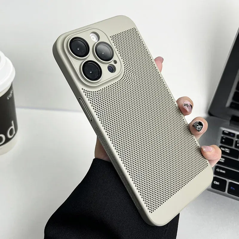 Color: Lotus root color, Compatible-Phone Models: For iPhone 12 Mini, Ships From: CHINA - Breathable Heat Dissipation Cooling Case For iPhone 16 Pro Max 15 14 13 12 11 PC Hard Back Cover